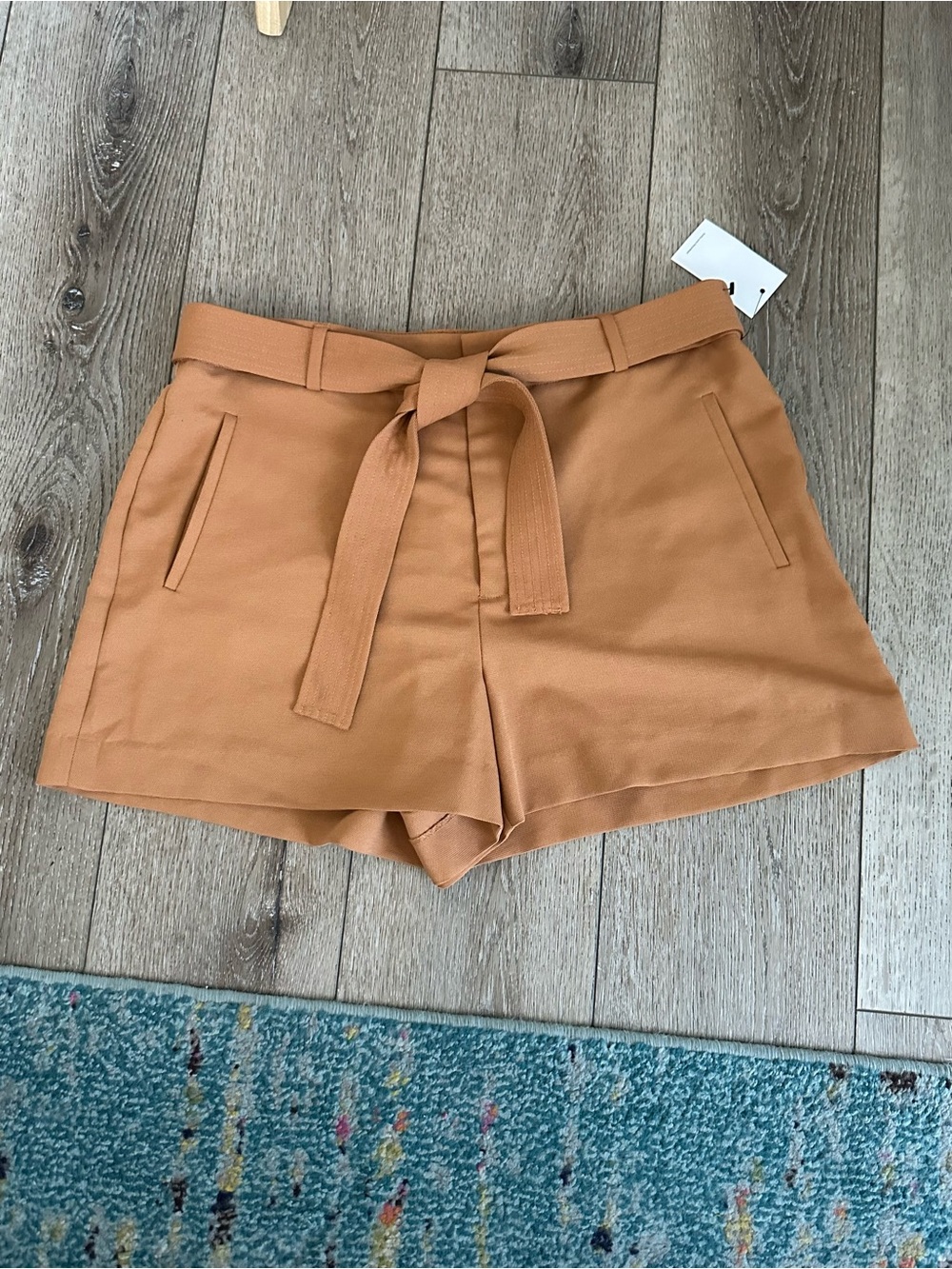 Nine West Camel Tie-Waist High-Rise Shorts